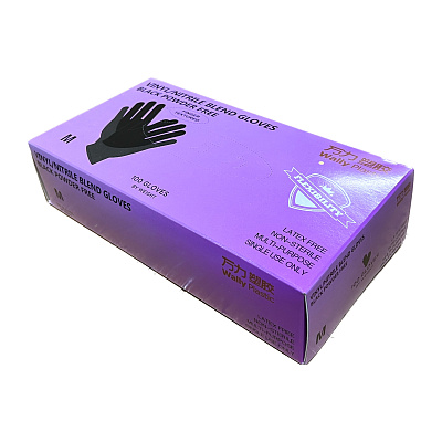 Перчатки нитриловые-виниловые неопудренные, чёрные - 100 шт. ( Размер-M )