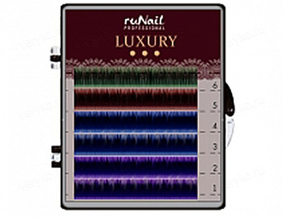 RuNail, Ресницы для наращивания Luxury, Ø 0,15 мм, №12, Mix С (цвет: зел, крас, син, фиол), 6 линий
