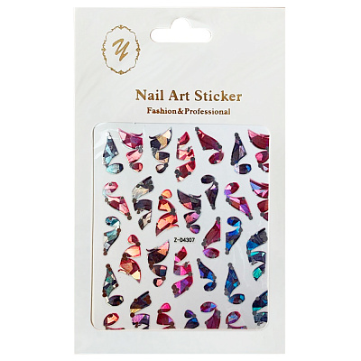 Nail Art Sticker, 2D стикер Z-D4307 (металлик, серебро)
