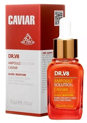 Farmstay, Ампульная сыворотка с экстрактом Икры DR.V8 Ampoule Solution Caviar, 30 мл