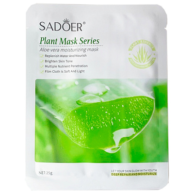 SADOER, Увлажняющая натуральная растительная маска для лица с экстрактом Алоэ Plant Mask Series, 25г