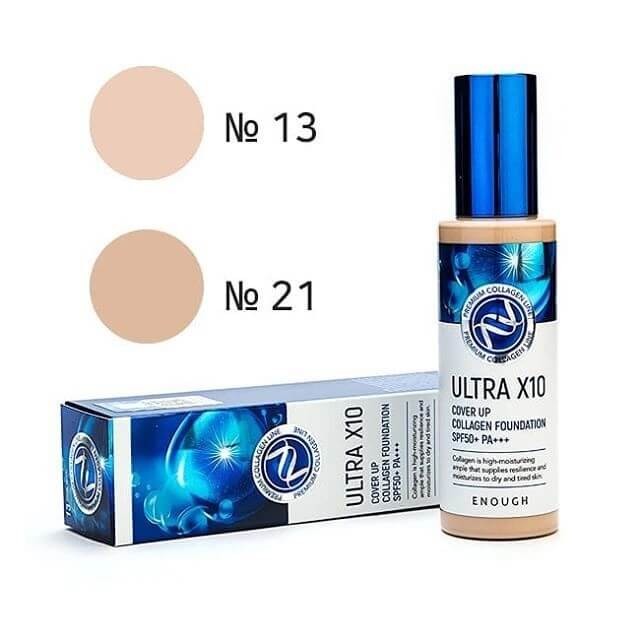 ENOUGH, Тональный крем с коллагеном Ultra X10 Cover Up Collagen Foundation SPF50+PA+++, оттенок: №21, 100 г