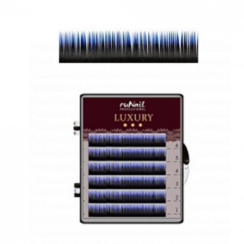 RuNail Ресницы для наращивания Luxury   мм Mix C  цвет черносиний  линий