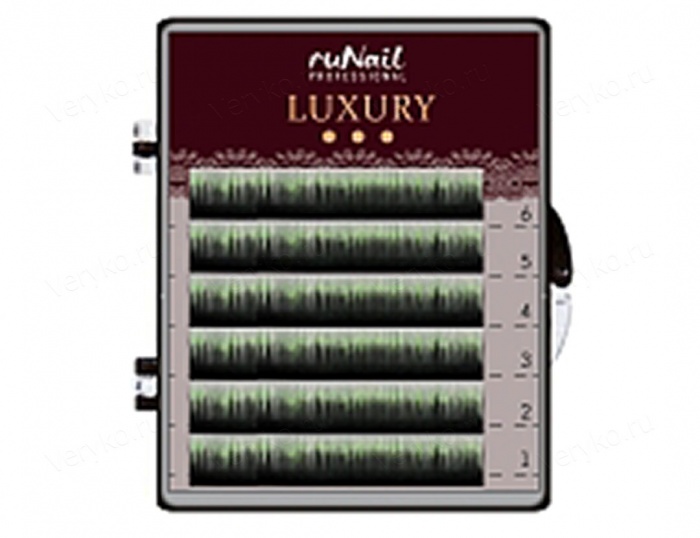 RuNail Ресницы для наращивания Luxury   мм Mix C  цвет чернозеленый  линий