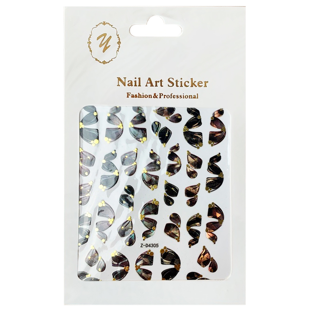 Nail Art Sticker, 2D стикер Z-D4305 (металлик, золото)