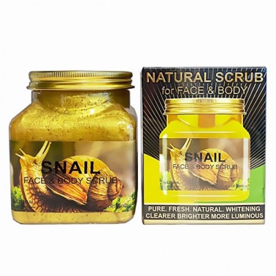 WOKALI, Скраб для лица и тела Natural Scrub SNAIL, 350 мл