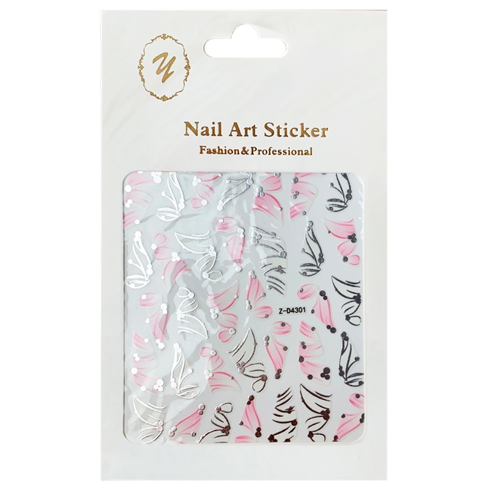Nail Art Sticker, 2D стикер Z-D4301 (серебро)