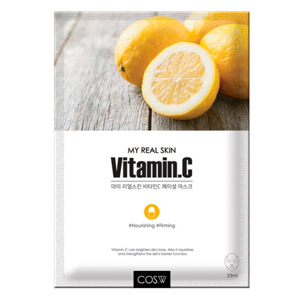 COS.W, Маска тканевая My Real Skin VitaminC Facial Mask (витамин С), 23 гр