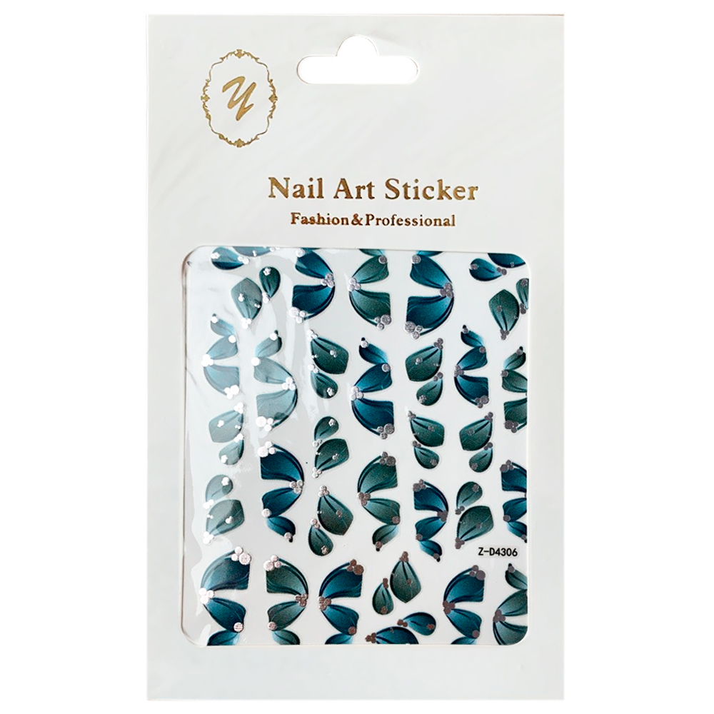 Nail Art Sticker, 2D стикер Z-D4306 (серебро)