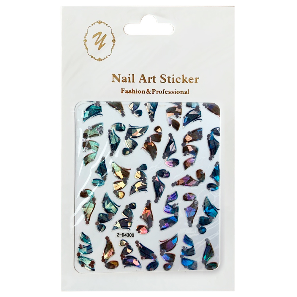 Nail Art Sticker, 2D стикер Z-D4300 (металлик, серебро)