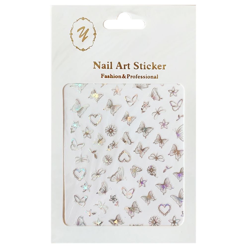 Nail Art Sticker, 2D стикер Z-D3847 (серебро)