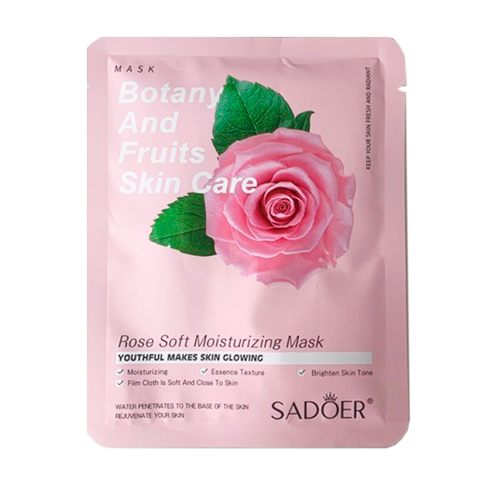 SADOER, Увлажняющая натуральная растительная маска для лица с экстрактом Розы Botany And Fruits Skin Care, 25г