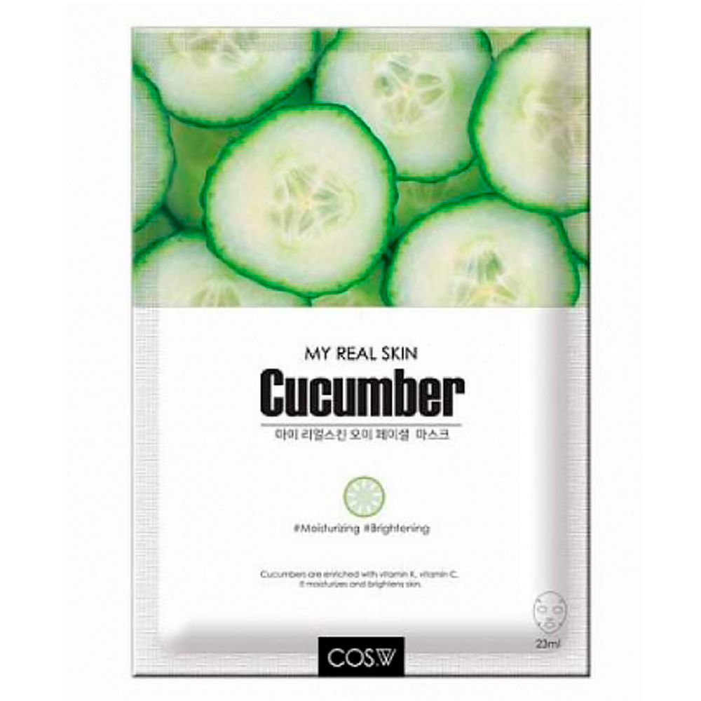 COS.W, Маска тканевая My Real Skin Cucumber Facial Mask (огурец), 23 гр