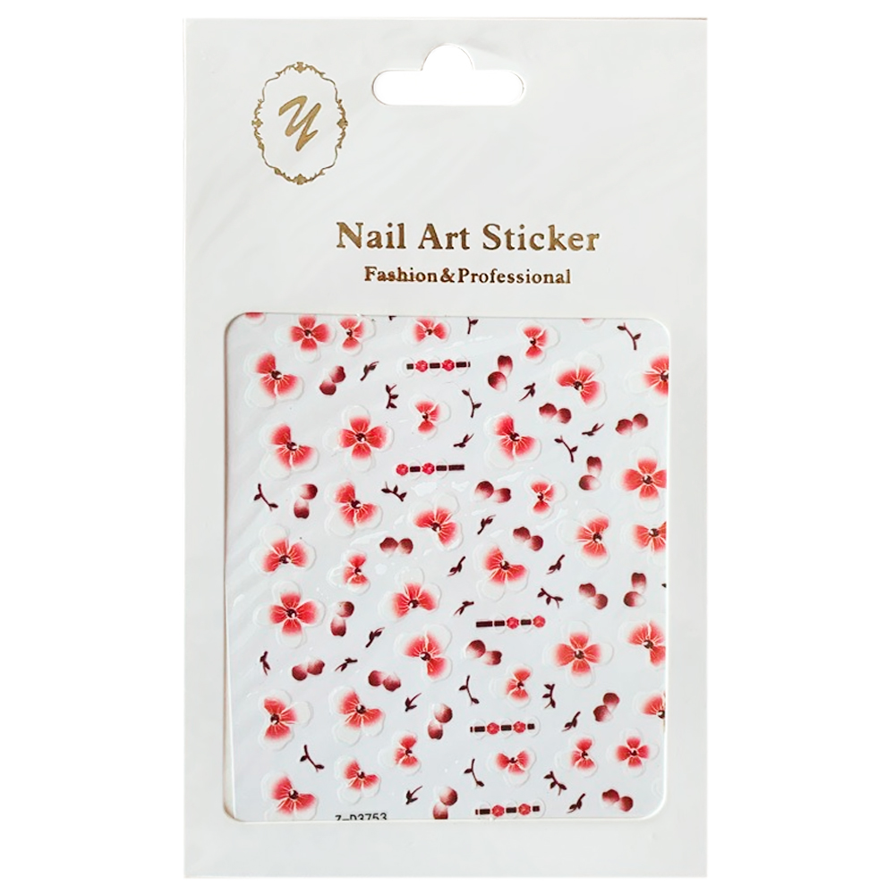 Nail Art Sticker, 2D стикер Z-D3753 (красный)