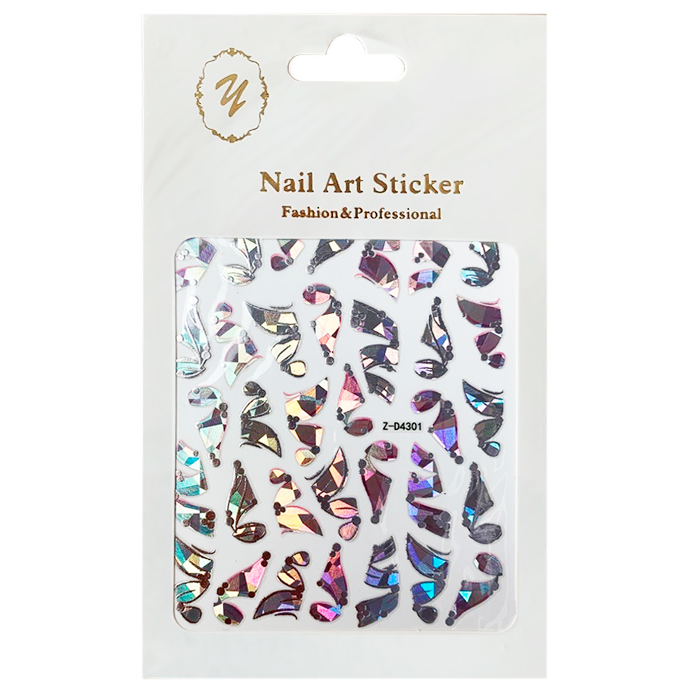 Nail Art Sticker, 2D стикер Z-D4301 (металлик, серебро)