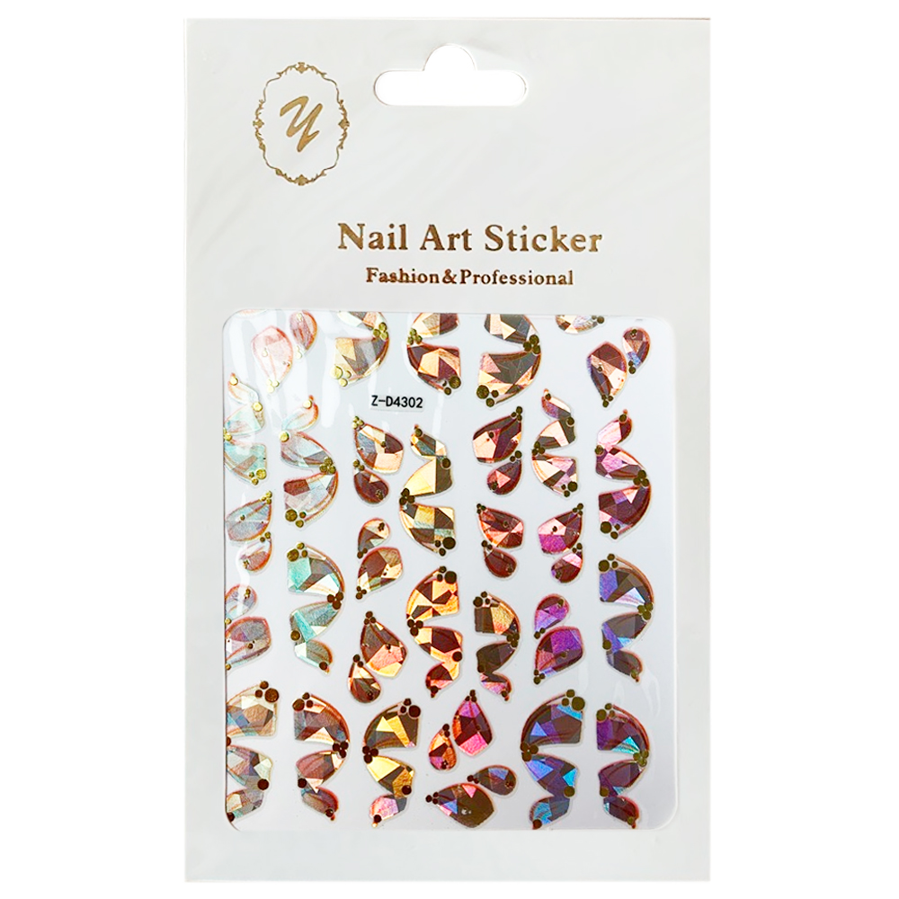 Nail Art Sticker, 2D стикер Z-D4302 (металлик, золото)
