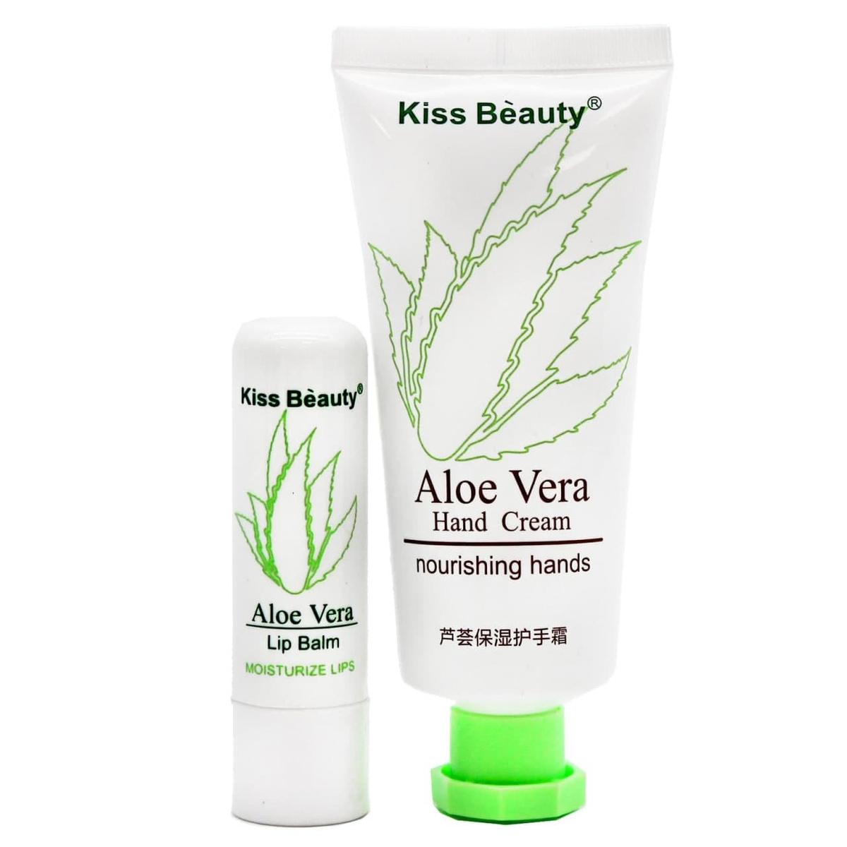 KISS BEAUTY, Набор крем для рук и бальзам для губ Aloe Vera (40мл+3,5гр)