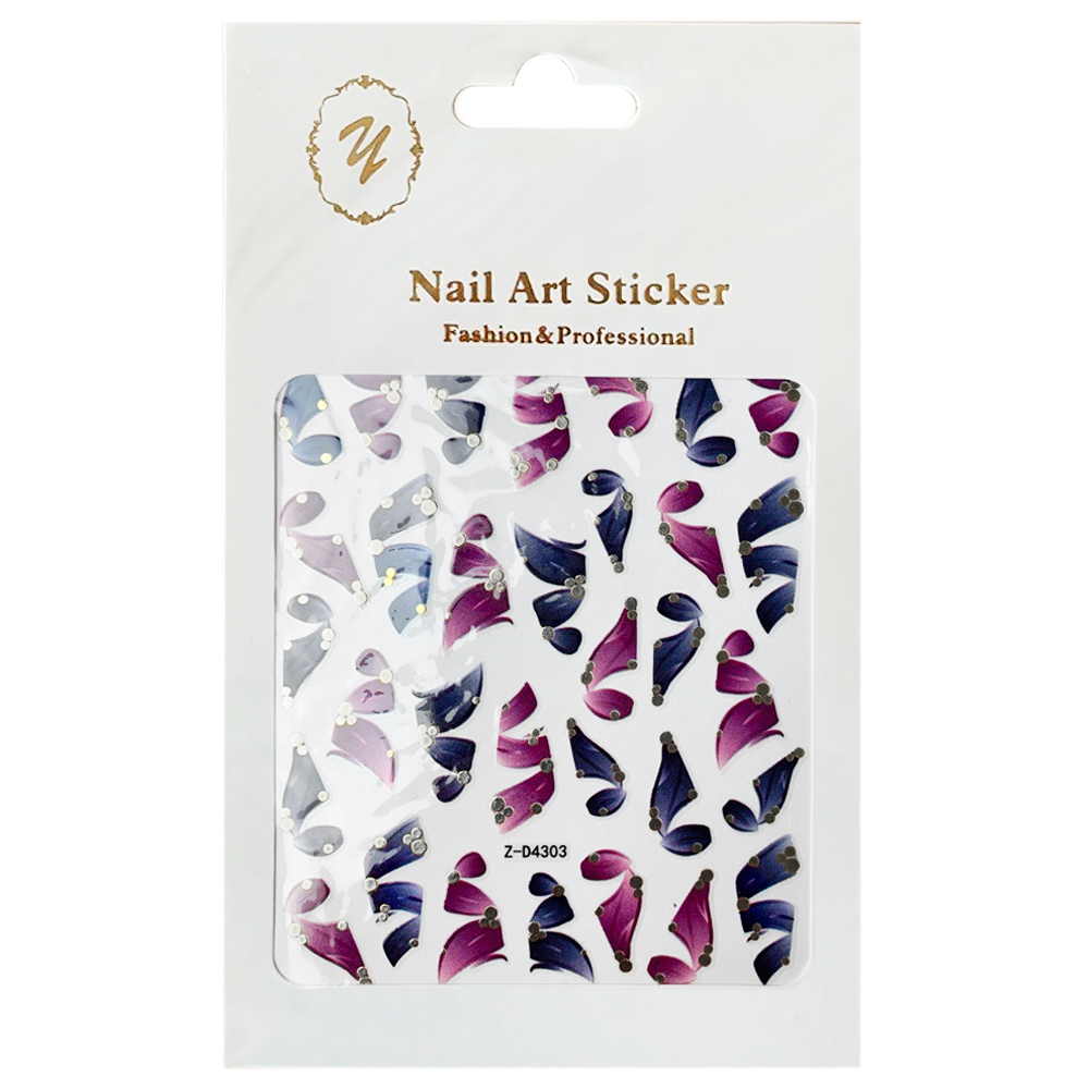 Nail Art Sticker, 2D стикер Z-D4303 (серебро)
