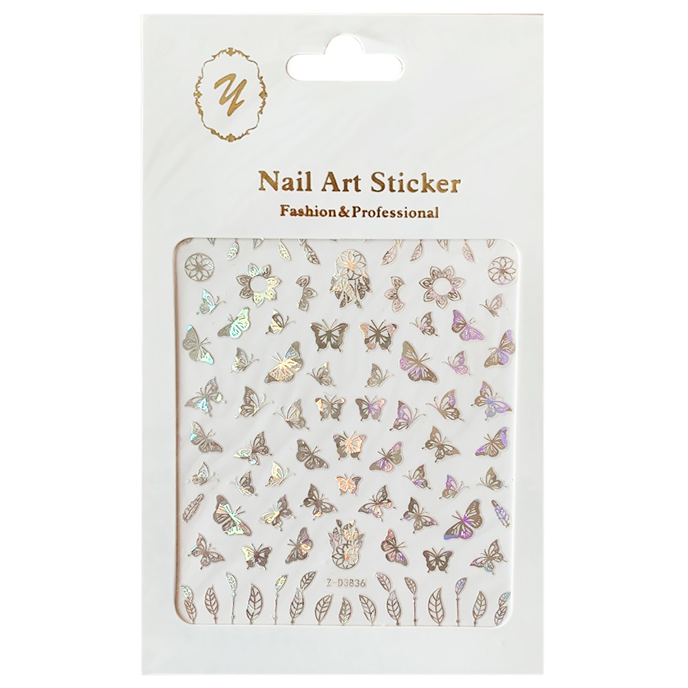 Nail Art Sticker, 2D стикер Z-D3836 (серебро)