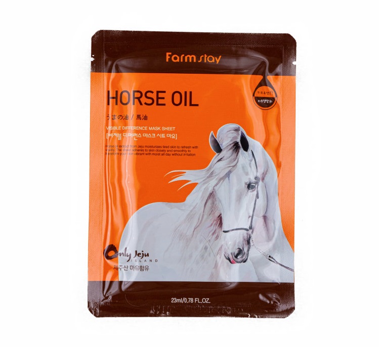 Farmstay, Увлажняющая тканевая маска для лица с лошадиным жиром Visible Difference Mask Sheet Horse Oil (23г)