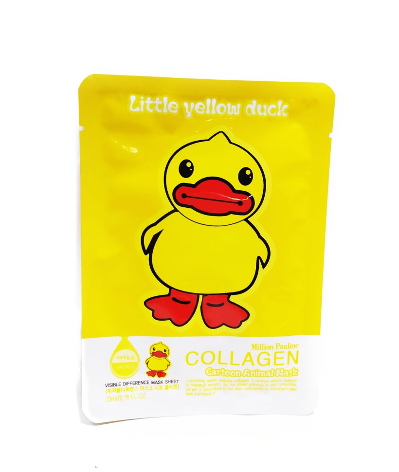 Million Pauline, Питательная увлажняющая тканевая маска для лица с Коллагеном и Витаминами Cartoon animal mask Collagen Little Yellow Duck (23г)