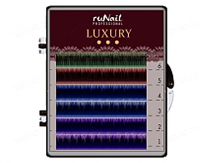 RuNail Ресницы для наращивания Luxury   мм  Mix С цвет зел крас син фиол  линий