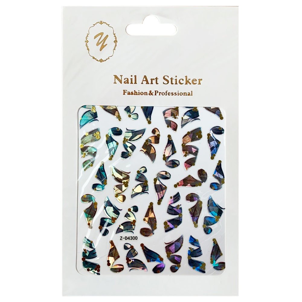 Nail Art Sticker, 2D стикер Z-D4300 (металлик, золото)