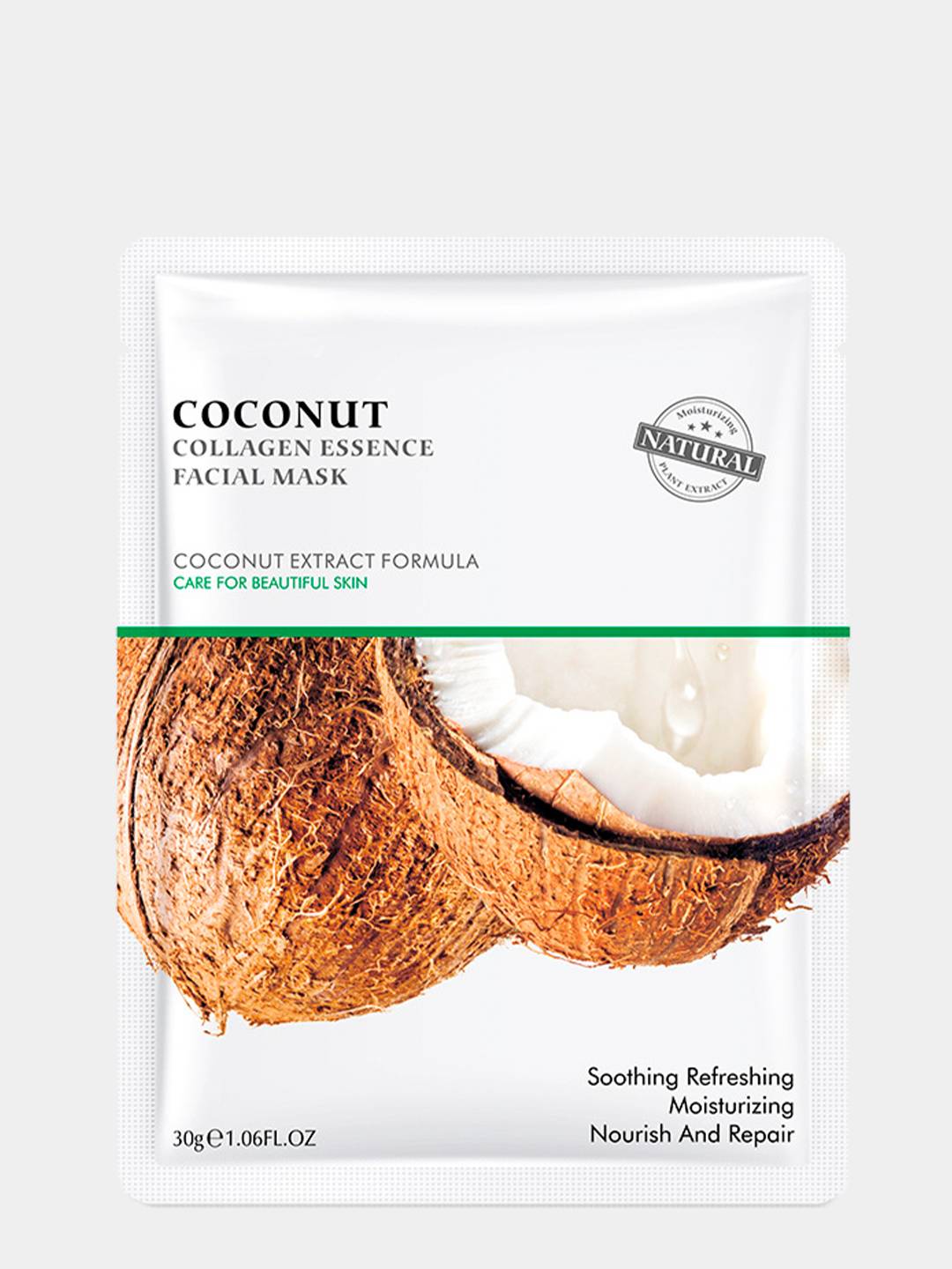 ZOZU, Тканевая маска с экстрактом Кокоса и Коллагеном Coconut Collagen Essence Face Mask, 30г
