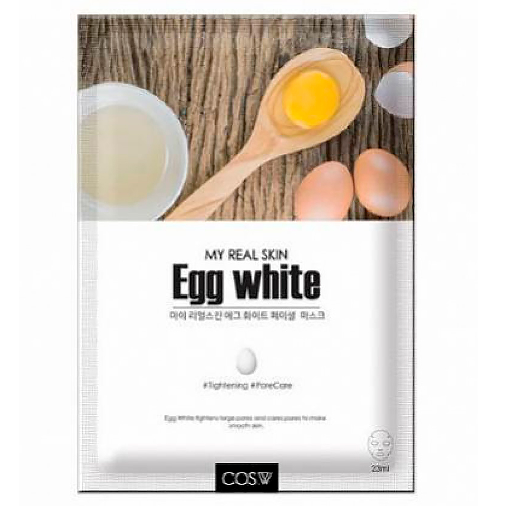 COS.W, Маска тканевая My Real Skin Egg white Facial Mask (яичный белок), 23 гр