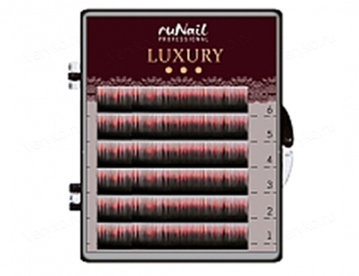 RuNail Ресницы для наращивания Luxury   мм Mix C  цвет чернокрасный  линий