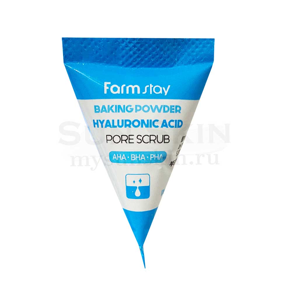 FarmStay, Скраб для лица c содой и гиалуроновой кислотой в пирамидках Baking Powder Hyaluronic Acid Pore Scrub, 7гр*25