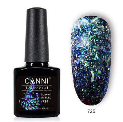 CANNI, гель-лак Павлин, Peacock gel №725