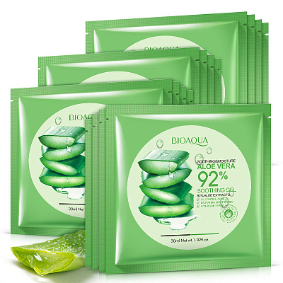 BIOAQUA, Увлажняющая тканевая маска для лица с экстрактом Aloe Vera (30г*10)