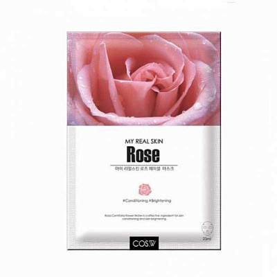 COS.W, Маска тканевая My Real Skin Rose Facial Mask (роза), 23 гр