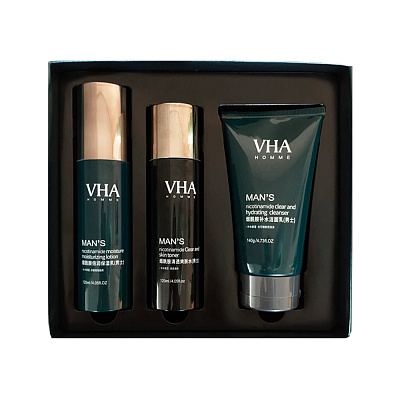 VHA, Набор косметики для мужчин с ниацинамидом Mens Niacinamide Skin Care Set (3 средства)