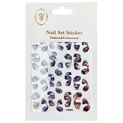 Nail Art Sticker, 2D стикер Z-D4304 (металлик, серебро)