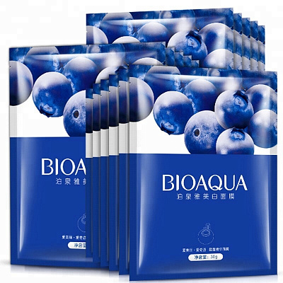 BIOAQUA, Тканевая увлажняющая маска для лица с экстрактом черники (30г*10)