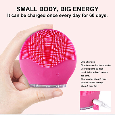 Силиконовый массажер для очищения лица Forever the Revolutionary T-Sonic Facial Cleansing Device, цвет: розовый