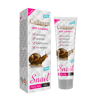 Pei Mei, Гель-пилинг для лица с Коллагеном и муцином Улитки Collagen Snail Peeling Gel, 100 мл