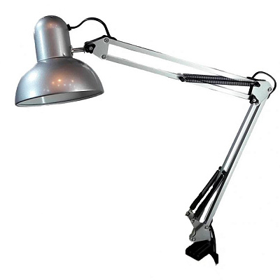 УЦЕНКА, Лампа настольная Desk Lamp, цвет: СЕРЕБРО (крепление струбцина) (смазана краска на плафоне)