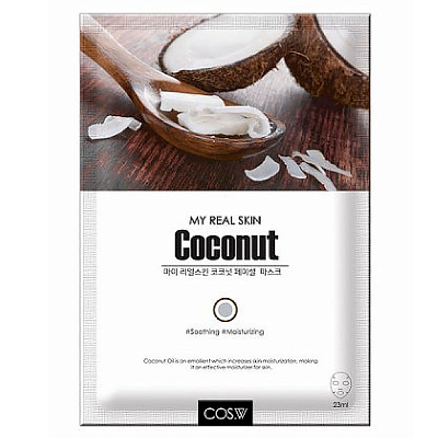 COS.W, Маска тканевая My Real Skin Coconut Facial Mask (кокос), 23 гр