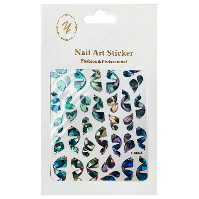 Nail Art Sticker, 2D стикер Z-D4306 (металлик, серебро)