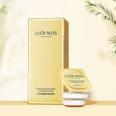 LUOFMISS, Увлажняющая маска с экстрактом икры и никотиномидом Caviar Nicotinamide Luxurious Mask (7,5 гр*6шт)