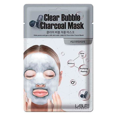 LABUTE, Маска кислородная Clear Bubble Charcoal Mask (древесный уголь), 20 гр