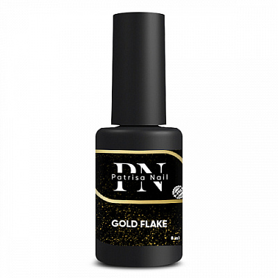 8 мл, Patrisa Nail, Топ глянцевый Gold Flake с золотыми хлопьями, без липкого слоя