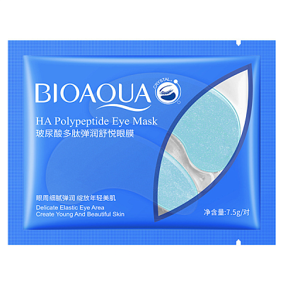 BIOAQUA, Патчи для кожи вокруг глаз HA Polypeptide Eye Mask голубые, 2 шт