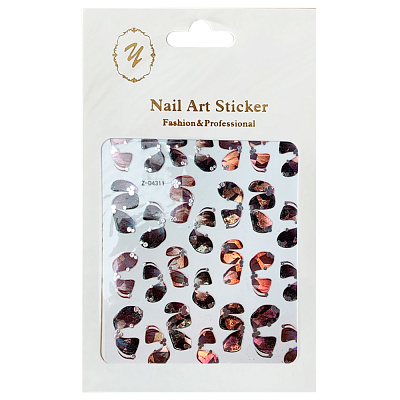 Nail Art Sticker, 2D стикер Z-D4311 (металлик, серебро)