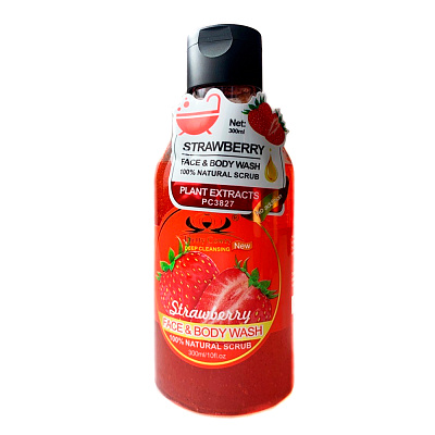 Pretty Cowry, Гель-скраб для лица и тела с Клубникой Strawberry Face & Body Wash, 300 мл