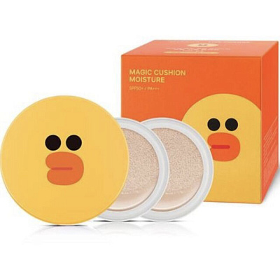 Missha Line Friends, Тональная маскирующая основа-кушон №21 Magic Cushion Moisture (15гр*2)