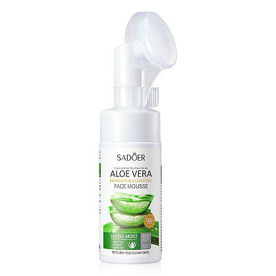SADOER, Очищающий мусс-пенка для умывания с щеточкой Aloe Vera Refreshing Cleansing Face Mousse 98%, 120 мл
